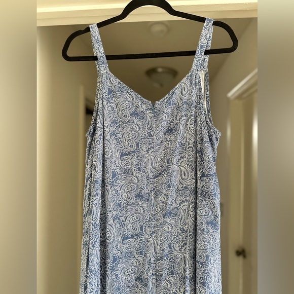Ivy Street Blue and White Paisley Print Spaghetti strap wide-leg Romper size 2X - Picture 2 of 4